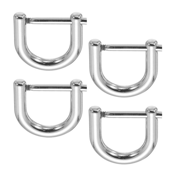 Uxcell 1/2" D-Rings Screw in Shackle, 4 Pcs Horseshoe U Shape D Ring Zinc Alloy Buckles for Purse Keychain, Silver