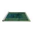 thumbnail image 2 of Ahgly Company Machine Washable Indoor Round Oriental Turquoise Blue Modern Area Rugs, 4' Round, 2 of 4