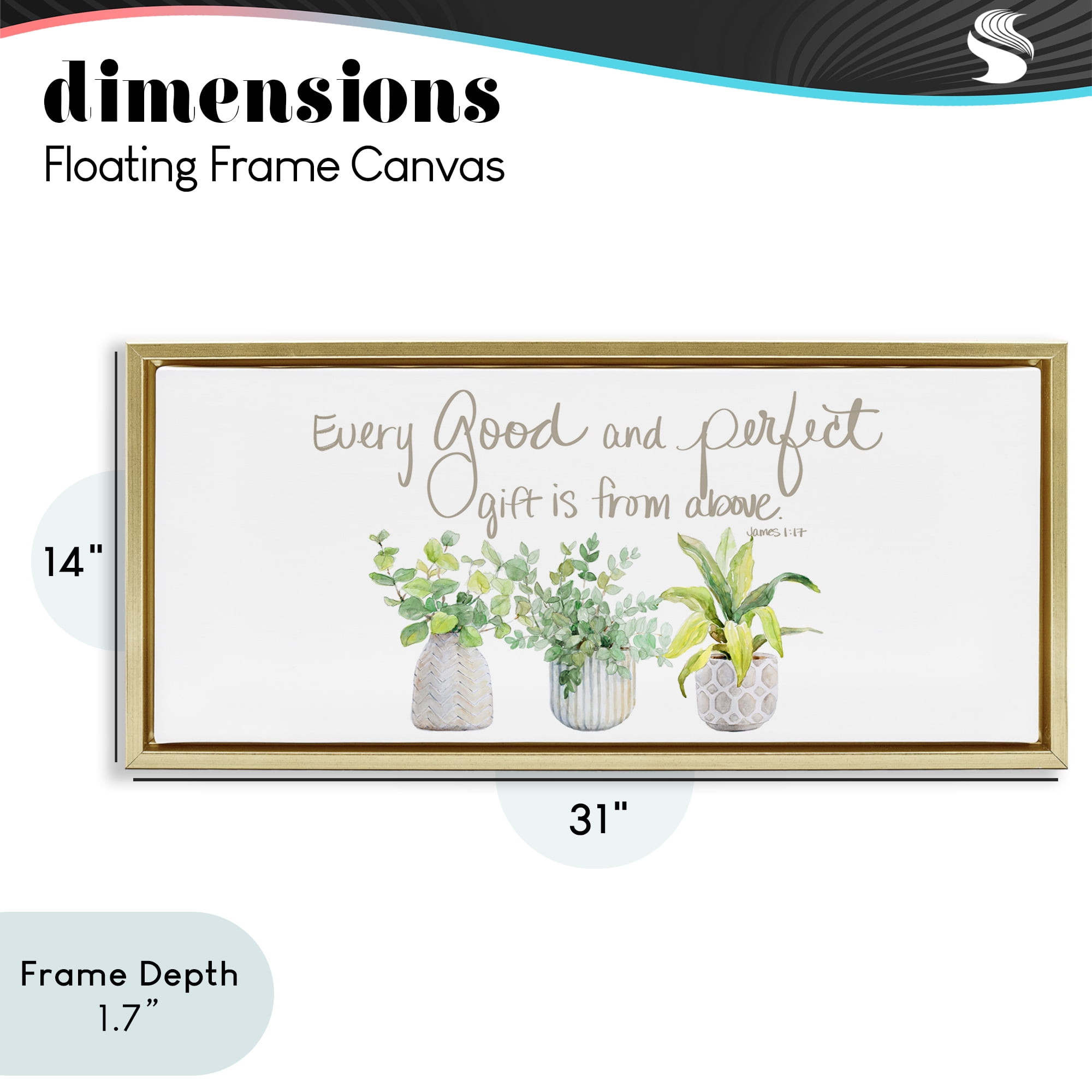 Stupell Industries Every Good & Perfect Gift Gold Framed Floater Canvas Wall Art, design by Lanie Loreth