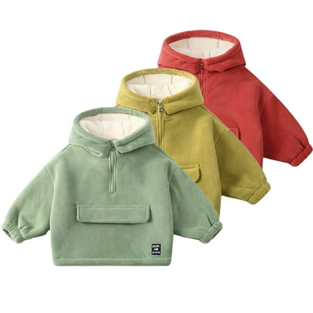 

KYAIGUO Kids Boys Girls Hoodies Fleece Sweatshirts Jacket for Toddler Padded Sweatshirt Pullover 1-10T Fall Winter Warm Tops Sweater