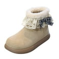 thumbnail image 2 of Quealent Girls Winter Snow Boots, Non-Slip Winter Fleece Thermal Ankle Boots Khaki for Size 13.5, 2 of 7