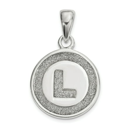 Enamel Love Letter Charm 925 Sterling Silver Glitter Enamel Letter L Circle Pendant Charm Necklace Initial Gifts For Women For Her ()