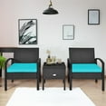 thumbnail image 2 of Costway 3PCS Patio Rattan Furniture Set Storage Table Cushioned Sofa Turquoise, 2 of 10