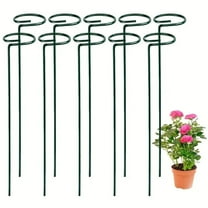 HOMNEER 10PCS Garden Plant Stakes for Flowers, Metal Single Stem Plant Support, Flower Support for Tomatoes, Peony and Rose -15.9 inch