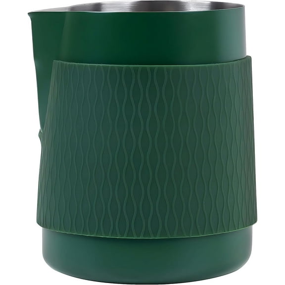 ABCISI Espresso Milk Pitcher, 15.04/450ml Milk Frothing Pitcher without Handle, Espresso Steaming Pitcher with Sharp Spout for Espresso Barista Tool(green)