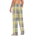 thumbnail image 6 of Men's Sleep Pants Lightweight Pjs Sleepwear Comfortable Lounge Pants Bottom Pants with Pocket Light Yellow and Grey Tartan, 6 of 7