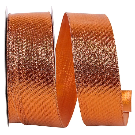 Reliant Ribbon - 60229W-082-09J, Woven Lame Wired Edge Ribbon, Bronze, 1-1/2 Inch, 25 Yards