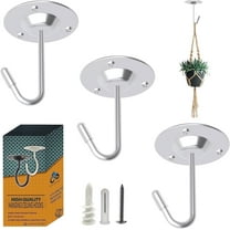 Stainless Steel Ceiling Hooks for Hanging Plants 3 Pack - Plant Hanger Indoor Hanging Hooks Metal Plant Bracket Iron Lanterns Hangers for Wind Chimes, Planters - Pack of 3