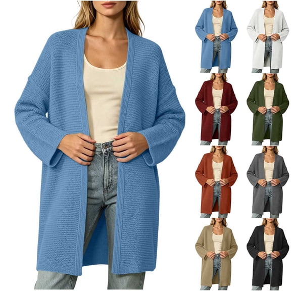 Plus Size Open Front Sweater Womens Long Sleeve Knit Oversized Cardigans Lightweight Trendy Fall Casual Long Outwear Size S-3XL