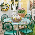 thumbnail image 4 of Round Fitted Tablecloth,Spring Easter Rabbits Pitches Circle Table Cover Waterproof Table Cloth with Elastic Edge,Eggs Butterfly Bee Flowers Outdoor Tablecloths for Kitchen Picnic 55-60in, 4 of 9