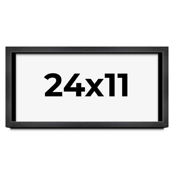 24x11 Shadow Box Frame Grey Charcoal Black | 0.875 Inches Deep | Wood Shadowbox Display Frame | UV