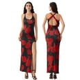 thumbnail image 3 of Yunliwuli Women's Long Slim Cami Dress Sleeveless Open Back High Split Floral Print Dresses, 3 of 10