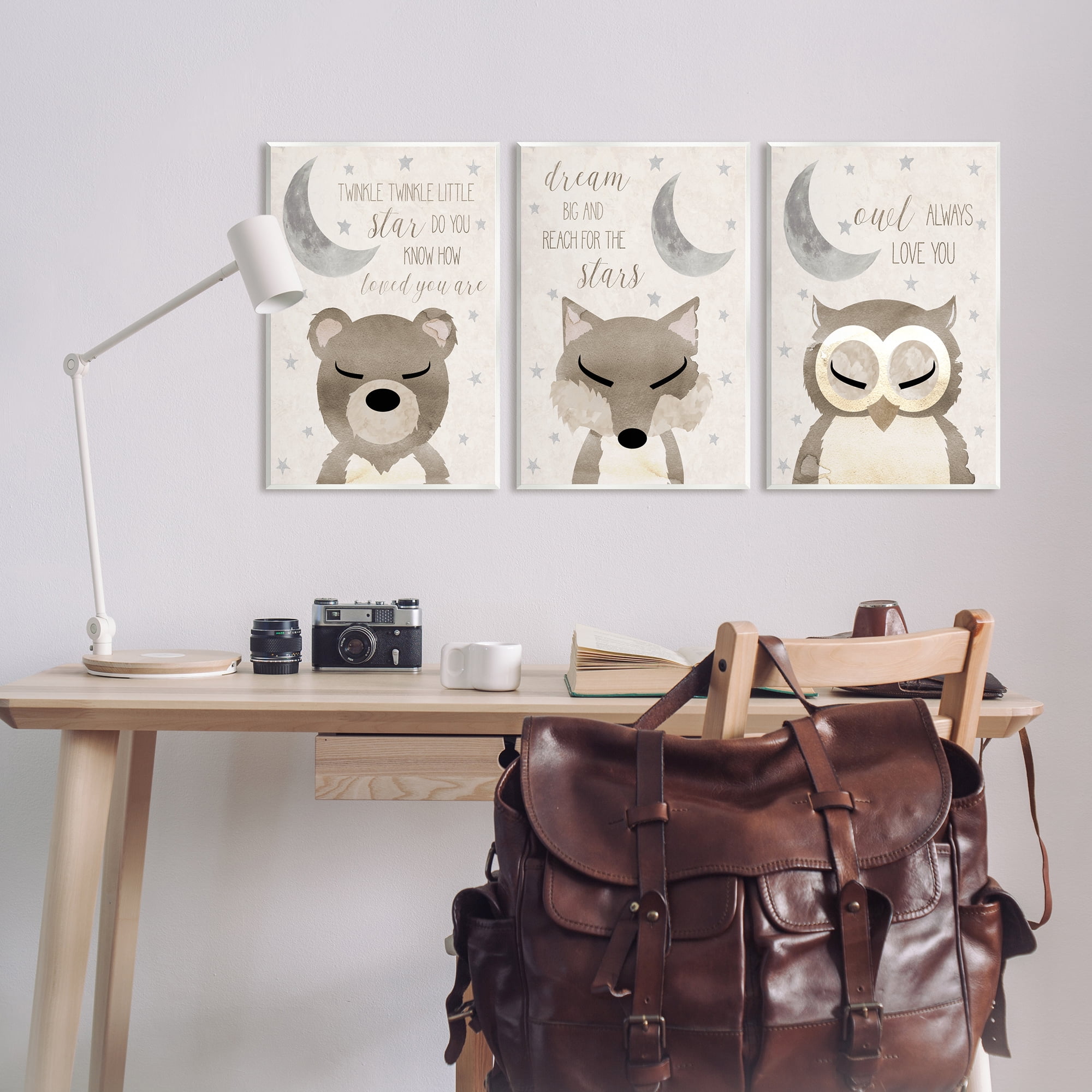Stupell Industries Nighttime Animals & Lullabies Animals & Insects Painting Unframed Art Print Wall Art, 13 x 19, Set of 3