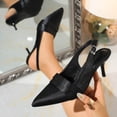 thumbnail image 2 of Women's Wide Width Slingback Heels, Satin Pointed Toe Pumps, Stiletto Heel Dress Sandals for Spring Summer, Black/White/Purple, 2 of 10