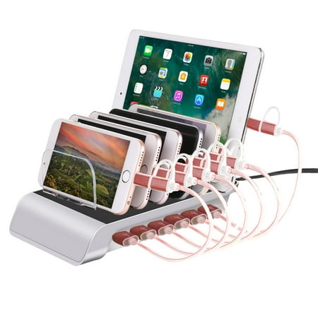 Trexonic 10.2A 6-Port USB Charging Station with 6 Device Slots, (Best Usb Charging Station)