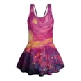 thumbnail image 4 of Tutolipy Starry Night Print Built in Shorts Girls One Piece Swimsuit with Skirt, Cute Comes with Lining Girls Beach Swimsuit for Vacation Summer Size 10-11 Years, 4 of 8