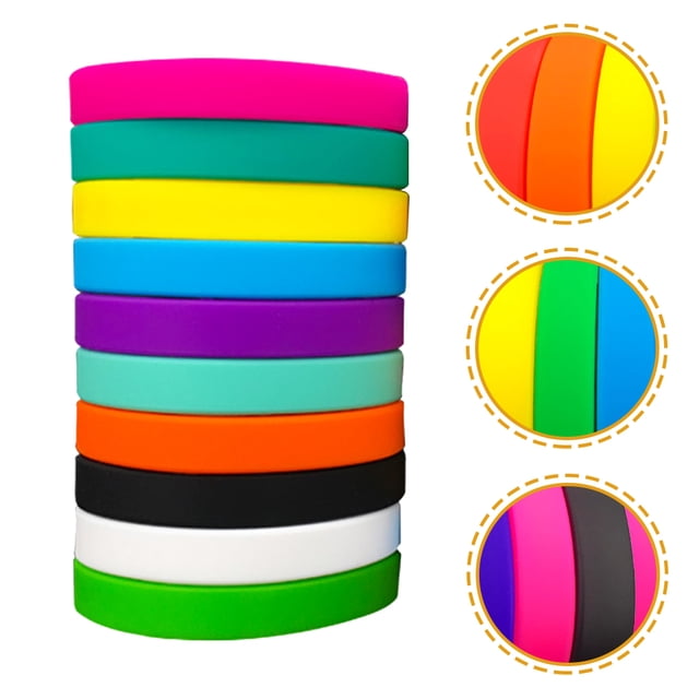OULII 100Pcs Kids Safety Wrist Band Assorted Color Solid Design Party Favor
