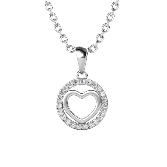 Cate & Chloe Khaleesi 18k White Gold Plated Silver Heart Necklace with Swarovski Crystals for Women
