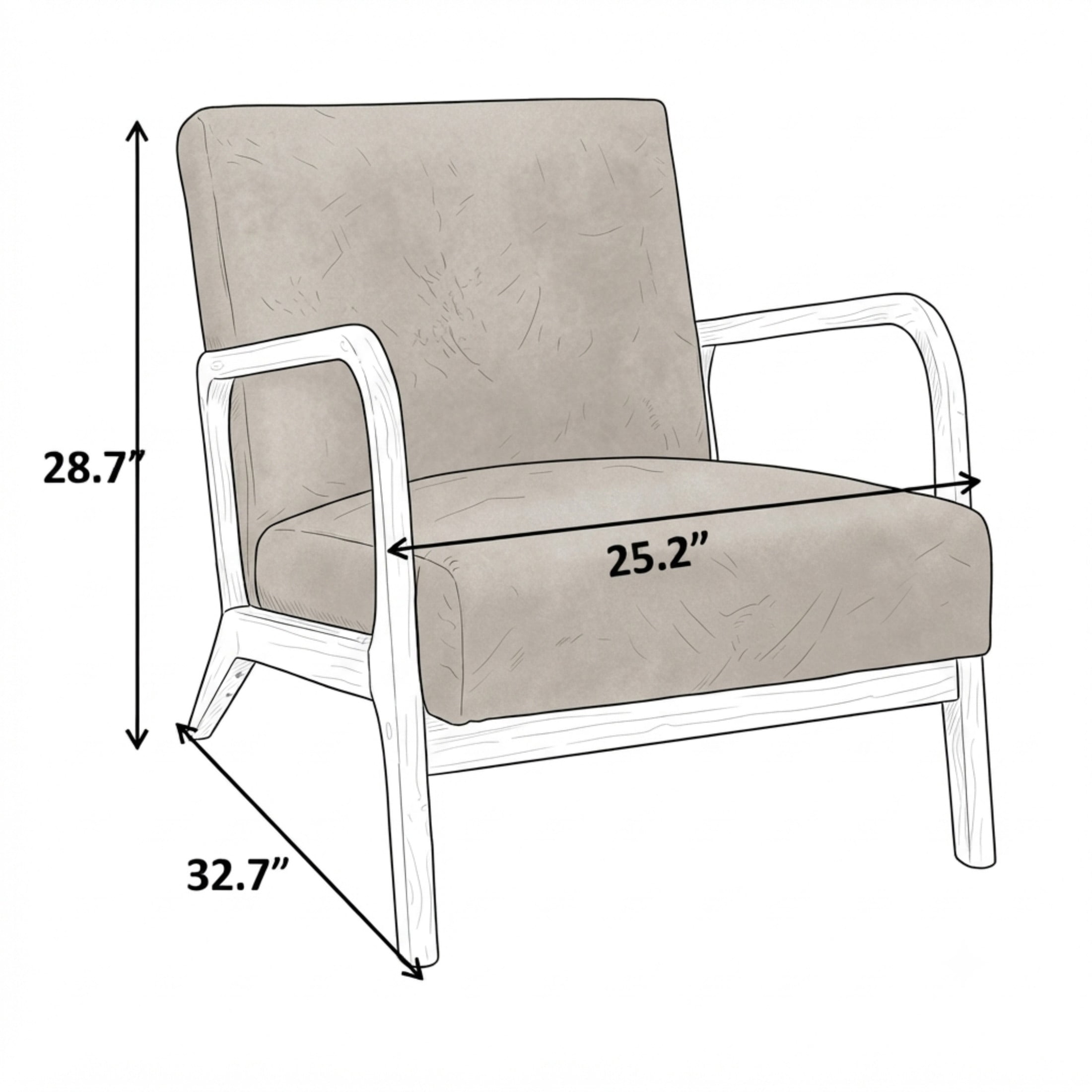 GDF Studio 32.7" Mid-Century Modern Accent Chair with Open Wood Frame, Microfiber Upholstery, Dark Brown
