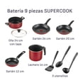 thumbnail image 2 of Batería 9 Piezas T-Fal Supercook Titanium Antiadherente Rojo, 2 of 5