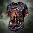 thumbnail image 4 of YNGKMEA Mens Short Sleeve Shirts Halloween Crewneck Graphic Costumes Vintage Pumpkin Letter Print Tshirt, 4 of 4