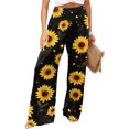 thumbnail image 2 of Wide Leg Pants for Women Flowy Printed High Waisted Palazzo Pants Summer Beach Casual Trousers Vacation Clothes with Pockets, 2 of 6