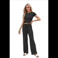 thumbnail image 1 of Conjunto Deportivo de Verano para Mujer, de Corta y Bloques de Color, con Pantalones Ajustados, A Juego, para Estar en Casa, 2025 Negro S, 1 of 8