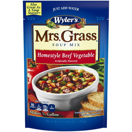 (3 Pack) Wyler's Mrs Grass Home-style Beef Vegetable Hearty Soup Mix, 7.48 oz (Best Country Vegetable Soup Recipe)