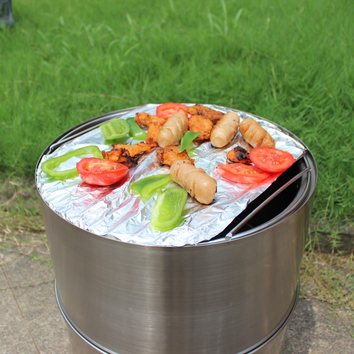 Aimee Lii 15" Smokeless Fire Pit Outdoor Wood Burning Portable Fire Pit Stainless Steel for Camping Bonfire, Outdoor Heating, Bonfire, and Picnic