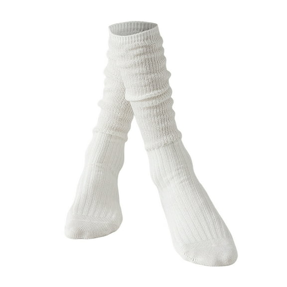 IWRICH Slouch Socks for Women Winter Wool Socks Cable Knit Knee High Boot Socks Scrunch Socks White