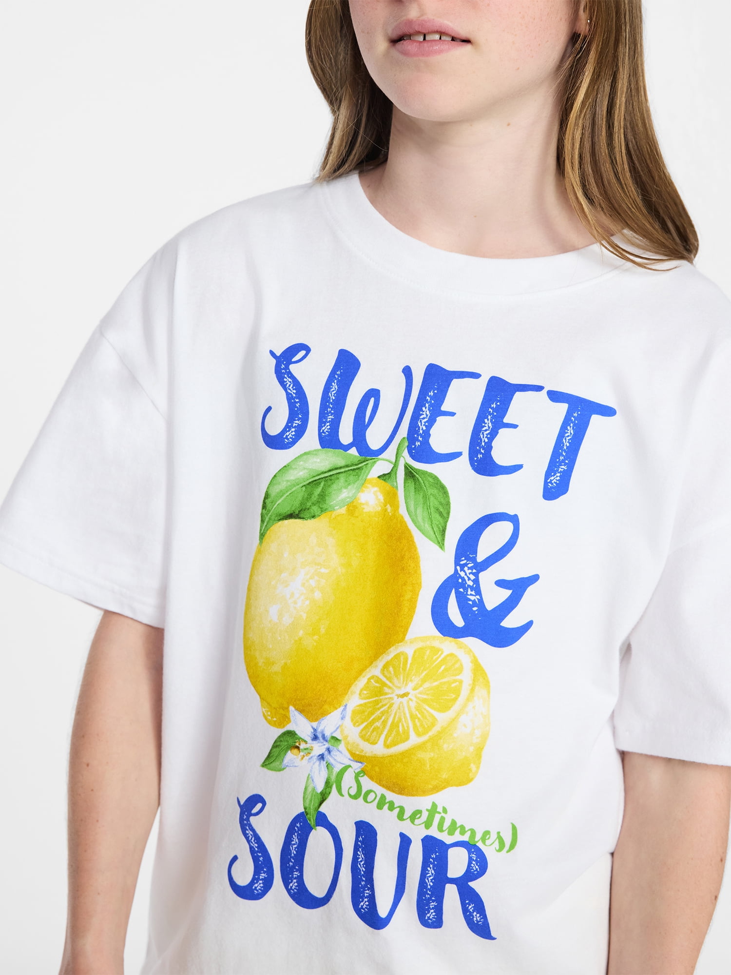 Weekend Academy Girls Oversized Graphic Tee with Short Sleeves, Sizes 4-18