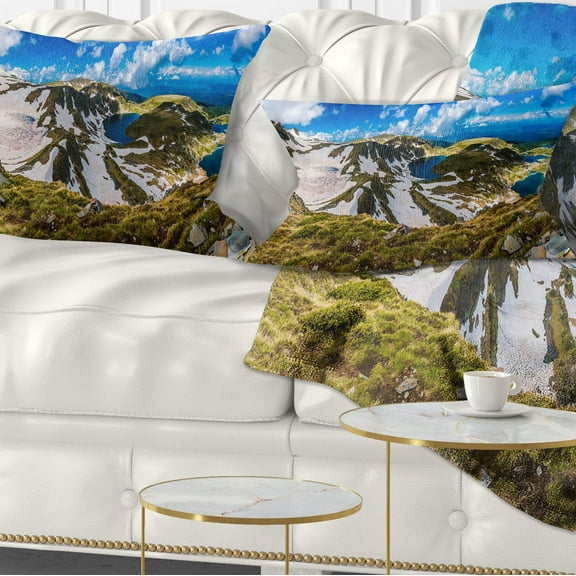 Designart Clouds Over Seven Rila Lakes - Landscape Printed Throw Pillow - 12x20