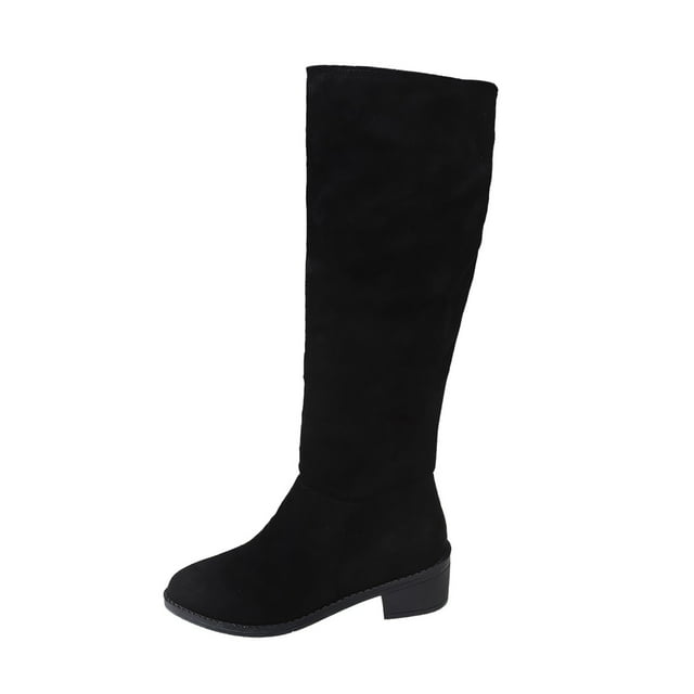 Bottes Mi-Mollet pour Femmes - Style Décontracté en Daim Pointu Automne et Hiver, Chaussures Confortables et Chaudes pour Dames