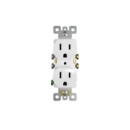 Hyper Tough 15A Self-Grounding Tamper Resistant Duplex Outlet, White