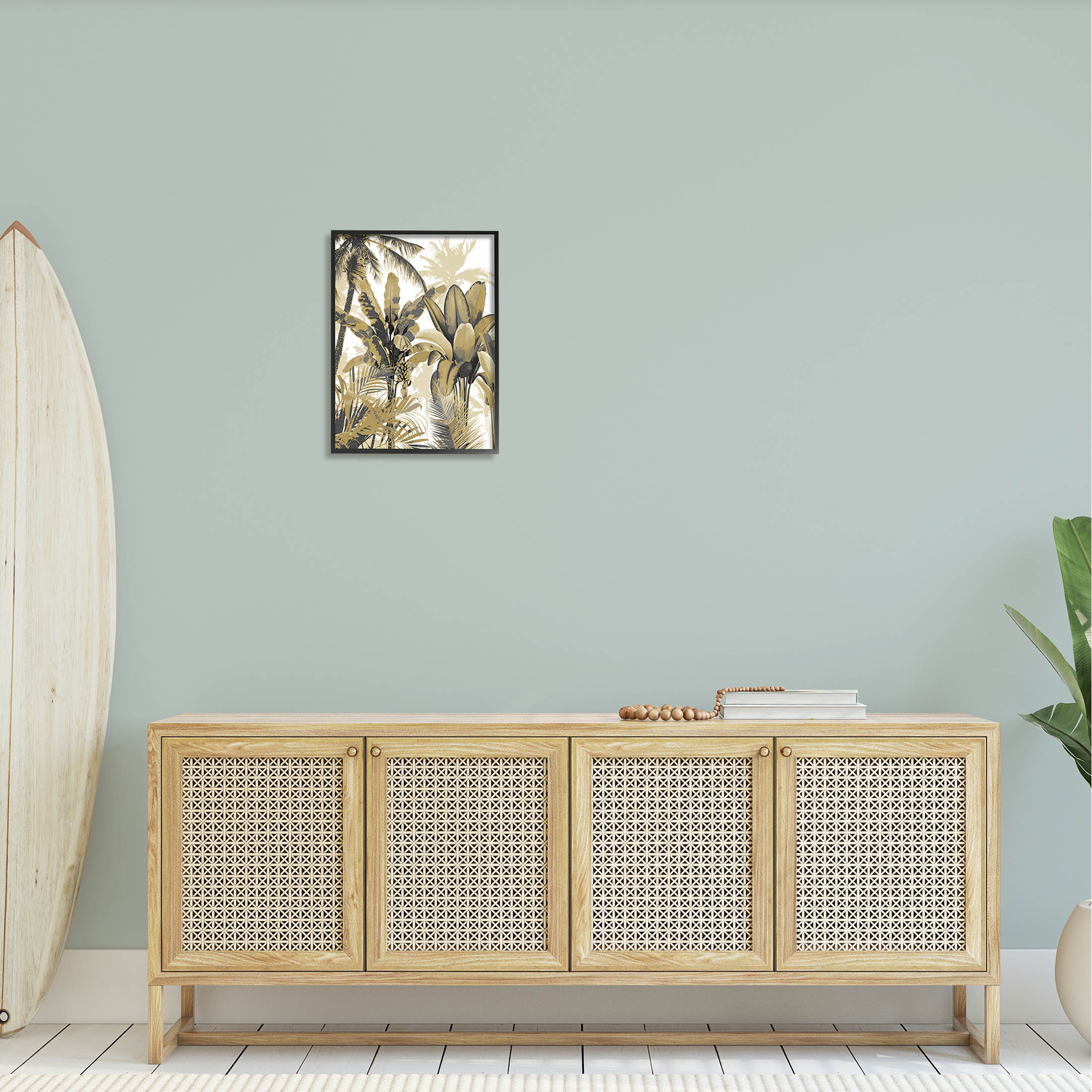Tropical Varied Layered Palms Botanical & Floral Graphic Art Black Framed Art Print Wall Art