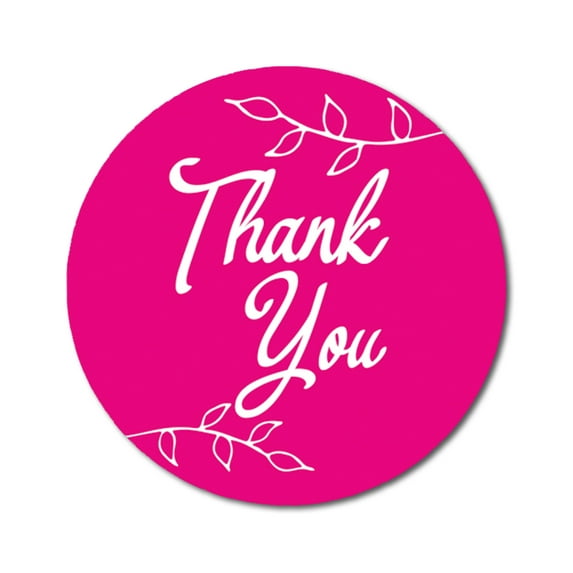 Darling Souvenir Round 45 Pcs Leaf Vines Thank You Stickers Fuchsia Pink Wedding Envelope Seal-1.6 Inches