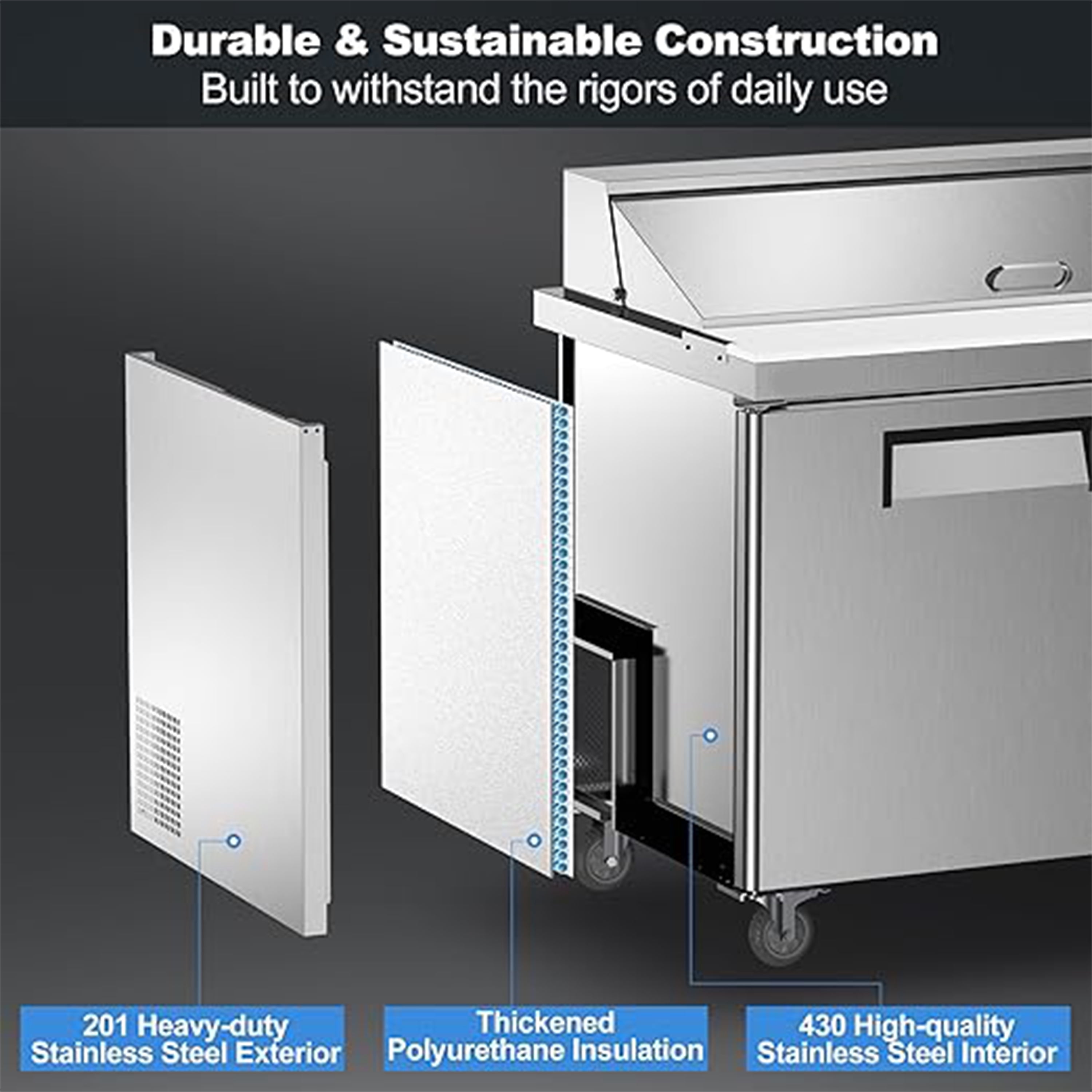 NSF 36 in. Mega Top Prep Table Refrigerator, 9.7 Cu. Ft.2-Door Stainless Steel Refrigerator
