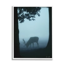 Stupell Industries Deer Silhouette Between Trees Foggy Forest Wildlife Framed Wall Art, 11 x 14, Design by Denise Brown