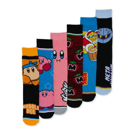 Kirby Men's Graphic Crew Socks, 6-Pack