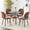 Black Table+Brown Chairs (Fabric）, variant on Hi loPres 5-Piece Dining Table Set for 4, 31.5" White Round Desk with Storage Basket, Four Reddish-Brown PU Chairs, Modern Apartment Kitchen