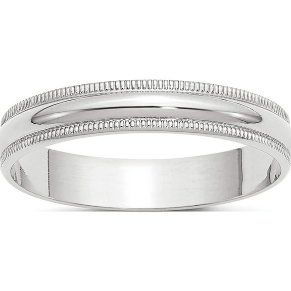 10K White Gold 10Kw 4mm Ltw Milgrain Half Round Band Size 4 Made In United States 1wml040-4