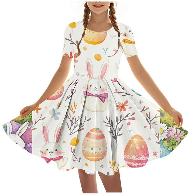 LOVZFMLL Robe Imprimée Mignonne pour Enfants Camisole Extensible Robe Sans Manches Robe Trapèze