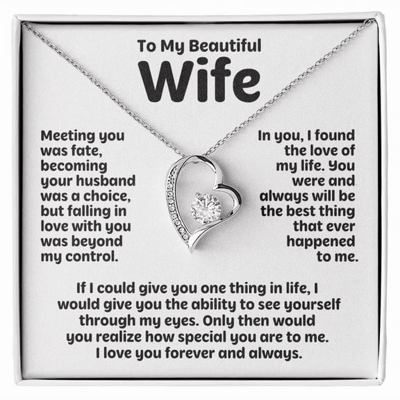 To My Beautiful Wife (Meeting You was Fate) Forever Love Necklace Standard Box