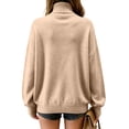 thumbnail image 4 of Womens Knit Sweaters Turtleneck Long Sleeved Solid Pullover Sweater Tops Casual Loose Fit Fashion Soft Knitwear, 4 of 5
