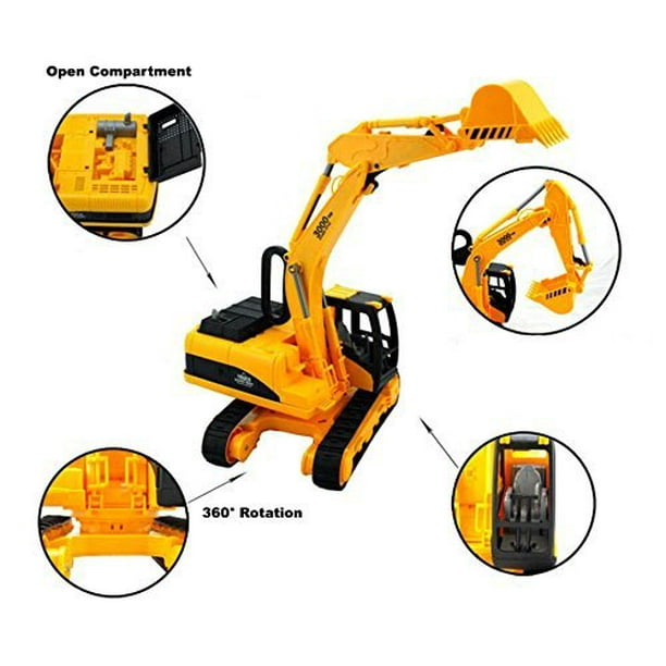 8" Friction Powered Construction Excavator Rotates 360 degrees .kids