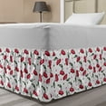 thumbnail image 1 of Cherry Bed Skirt, Repetitive Cartoon Style Fruits on a Background of Romantic Hearts, Elastic Bedskirt Dust Ruffle Wrap Around for Bedding Decor, 4 Sizes, Dark Pink and Reseda Green, by Ambesonne, 1 of 2
