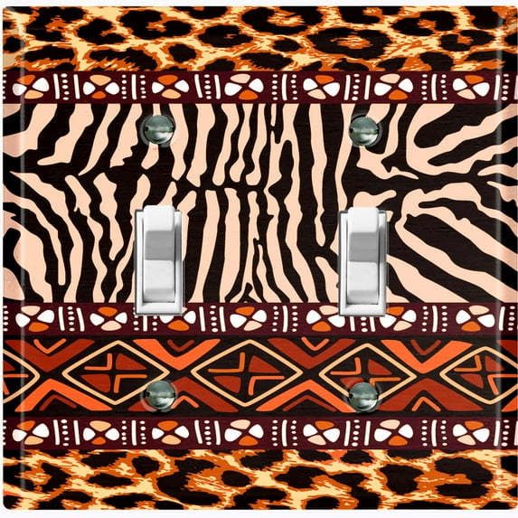 Metal Light Switch Plate Cover African Safari Animal Print Tribal Art Pattern SFR043