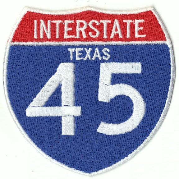 Houston Freeway Interstate 45 I-45 Sign Embroidered Iron on Patch
