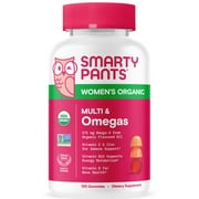 SmartyPants Womens Organic Multi & Vegetarian Omega 3 Gummy Vitamins with D3, C & B12 - 120ct