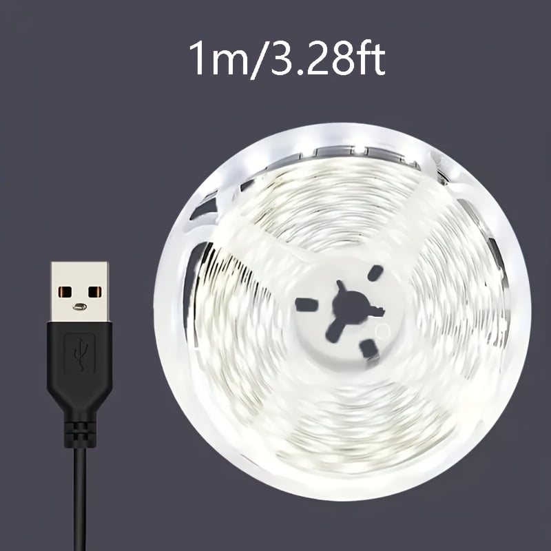 USB Powered LED Strip Lights, Multifunctional Interior Lighting for Mirrors, Cabinets, TV Background - White, No Battery Required, Various Lengths Space Theme, Valentine's Day Decor
